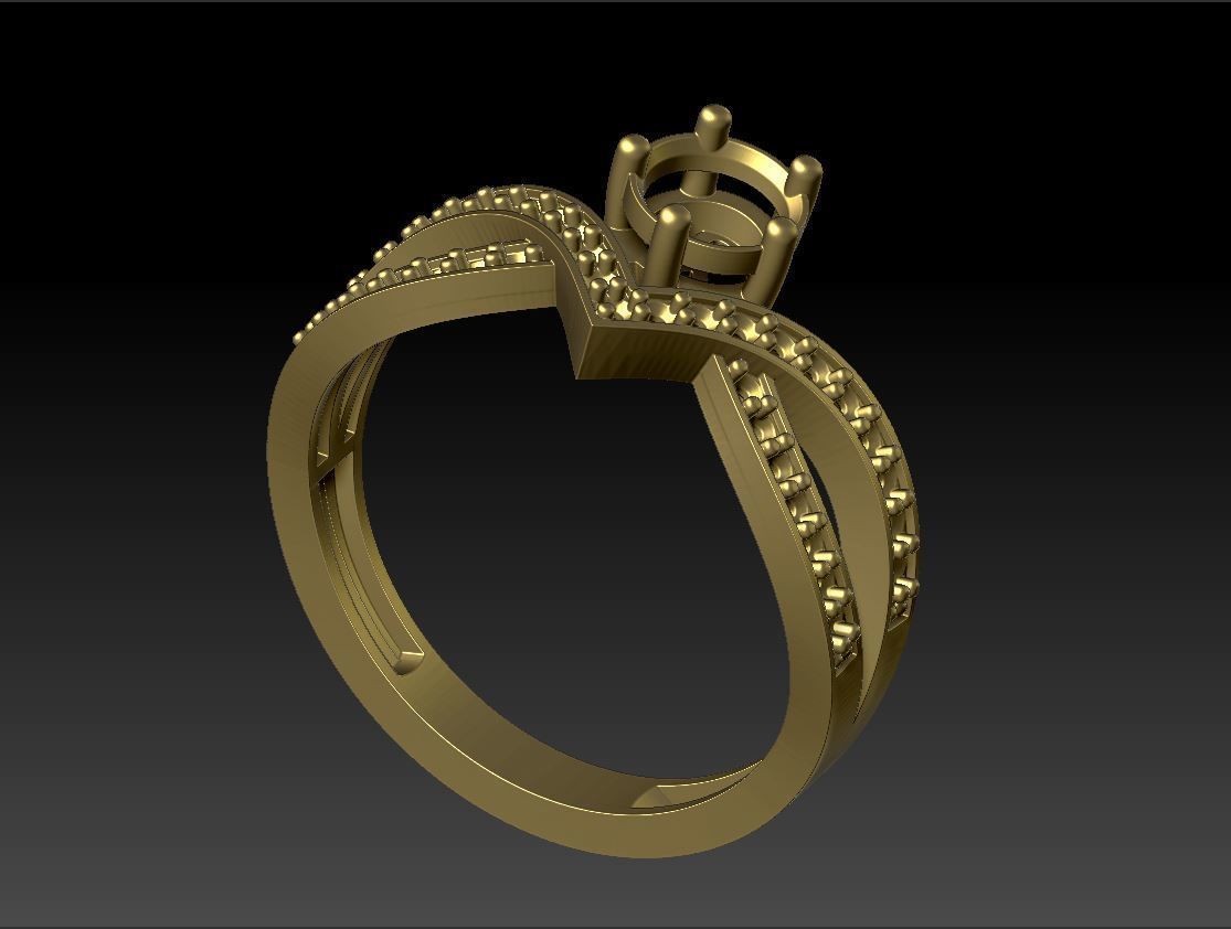 Diamond ring round 3D print model_7