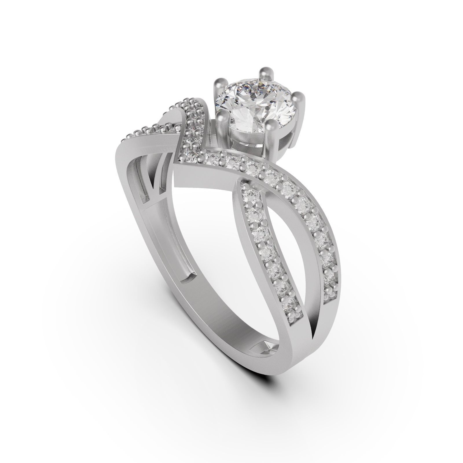 Diamond ring round 3D print model_6