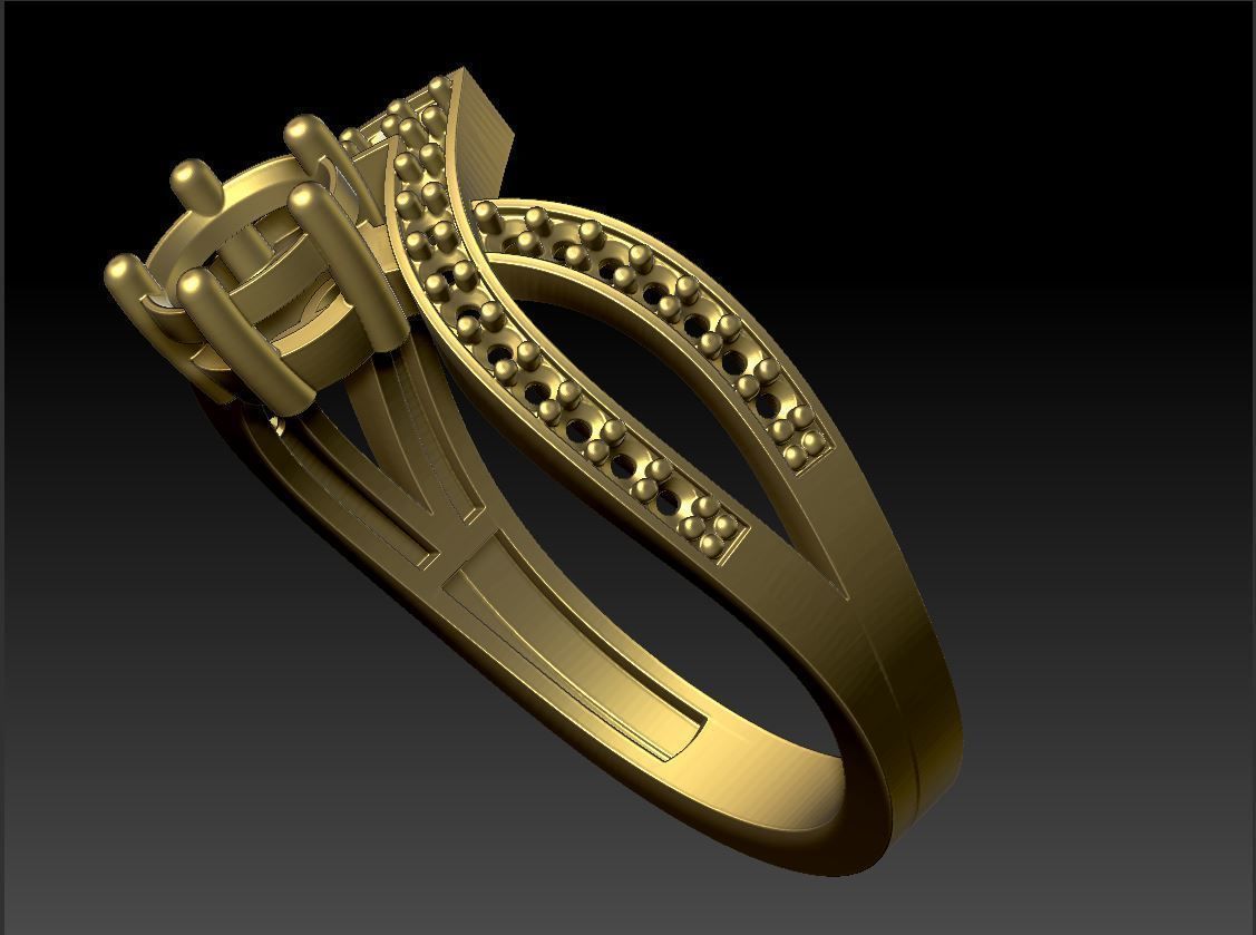 Diamond ring round 3D print model_13