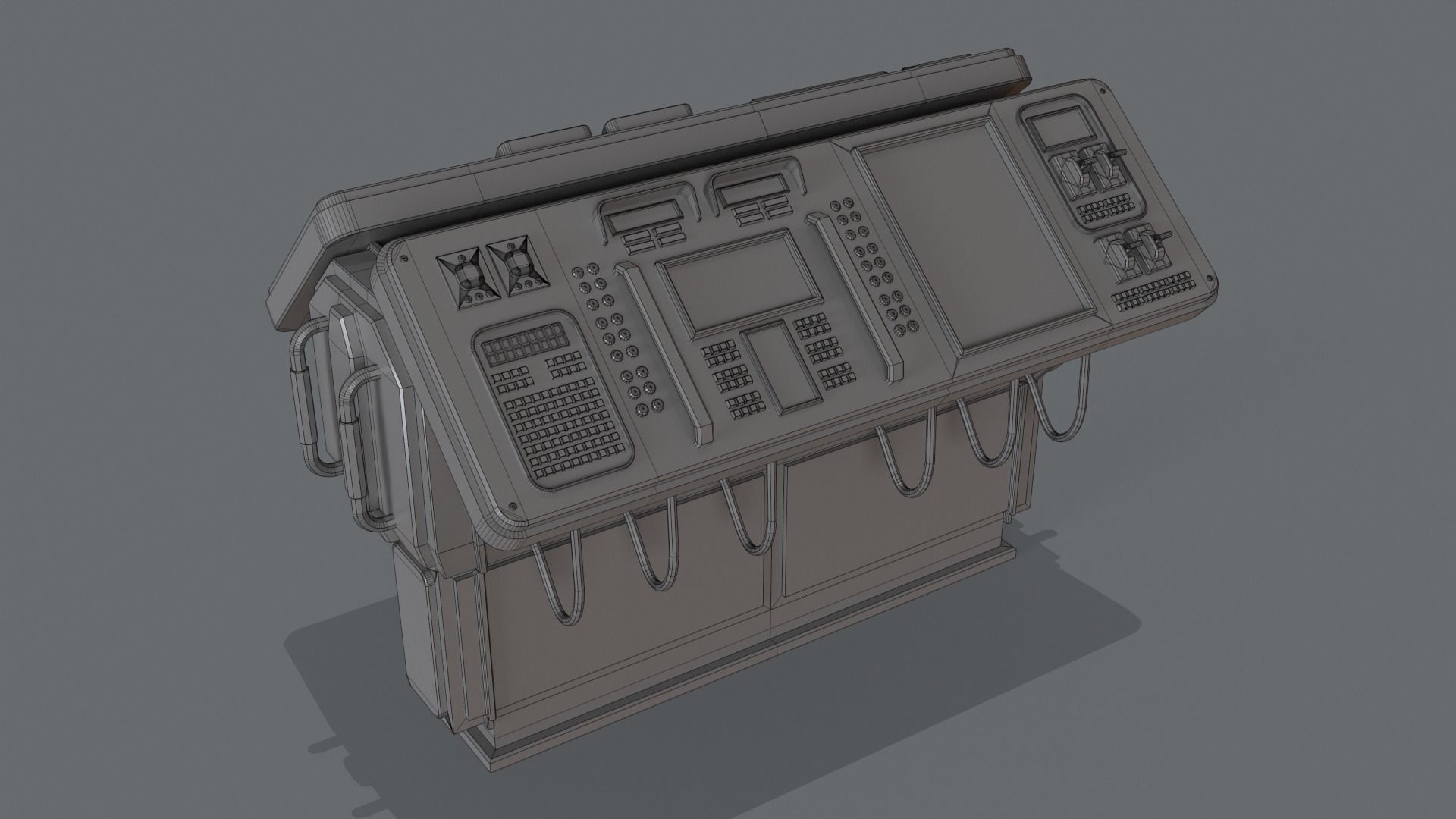 Sci-Fi Computer Control Terminal Low-poly 3D model_19
