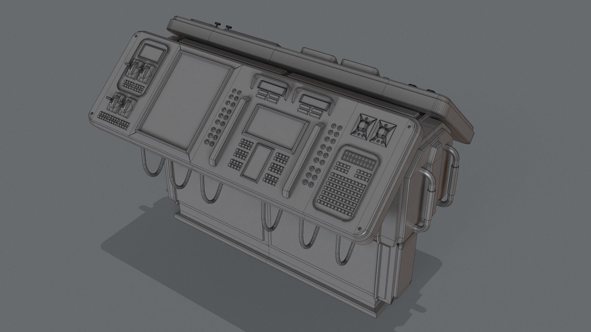 Sci-Fi Computer Control Terminal Low-poly 3D model_20