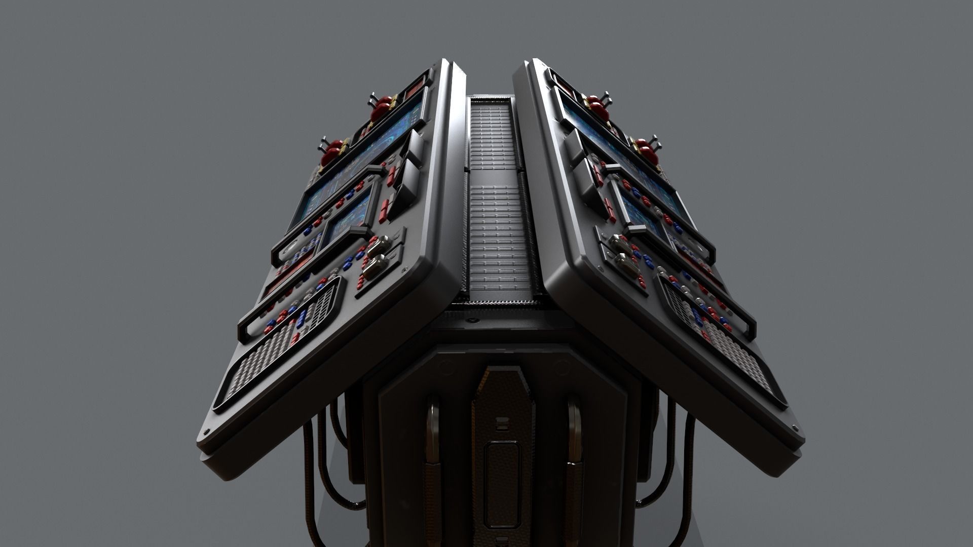 Sci-Fi Computer Control Terminal Low-poly 3D model_14