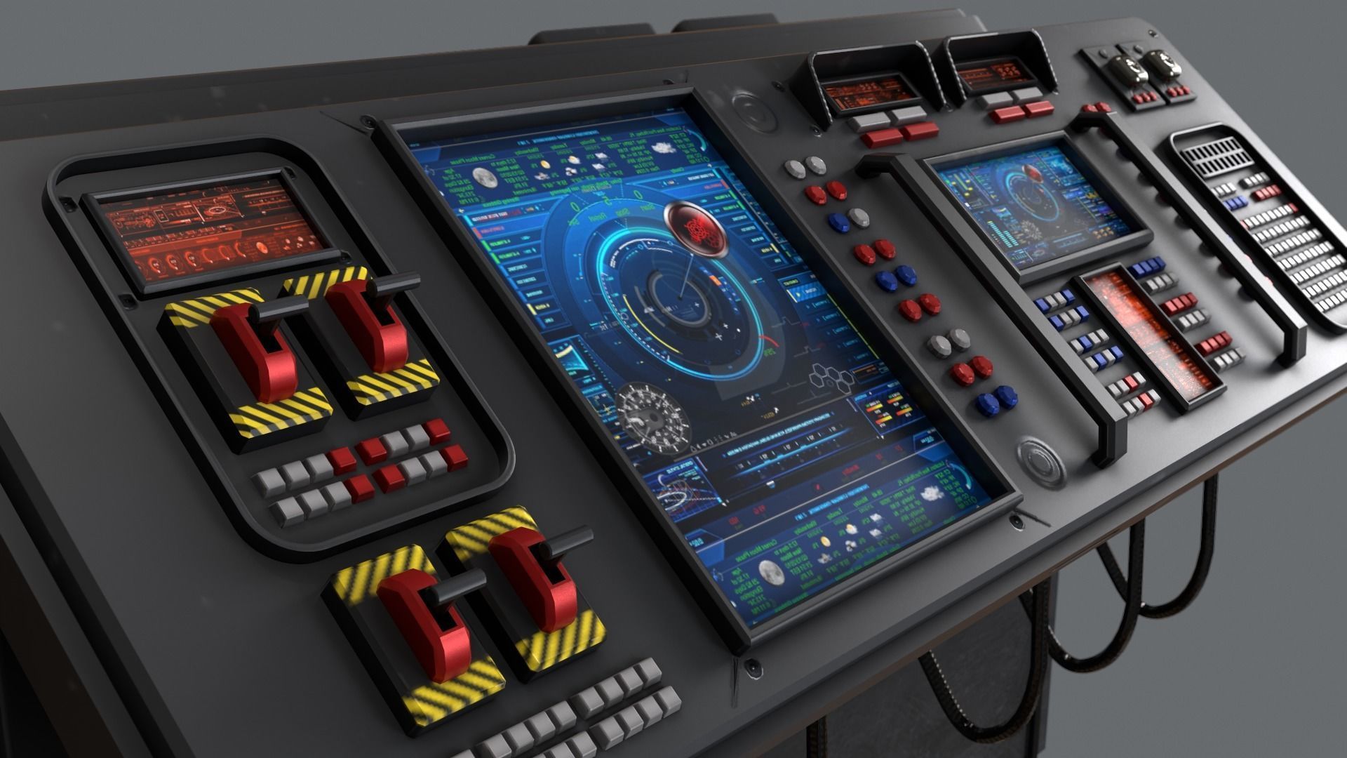 Sci-Fi Computer Control Terminal Low-poly 3D model_3