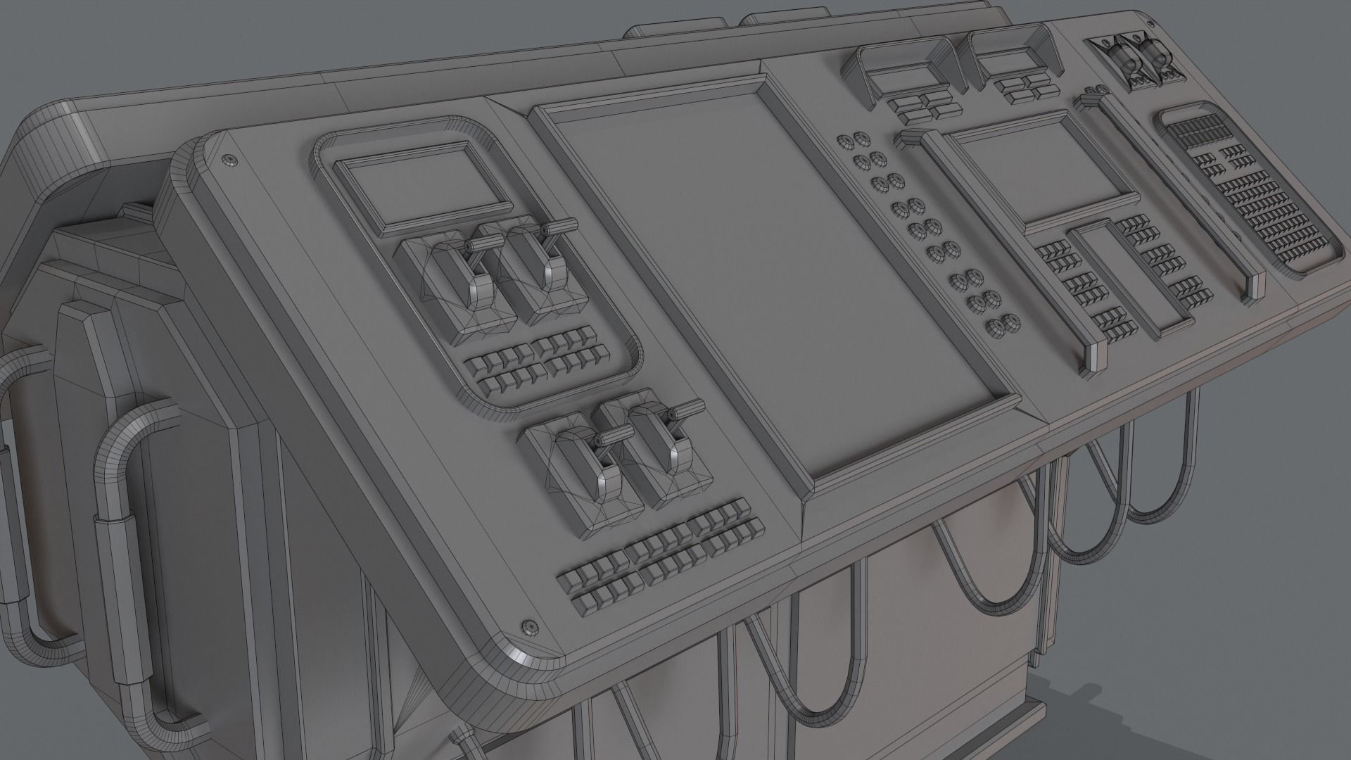 Sci-Fi Computer Control Terminal Low-poly 3D model_23
