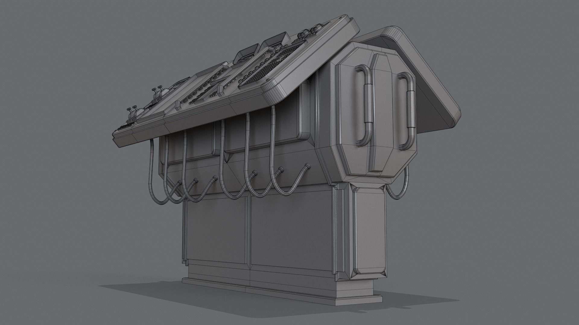 Sci-Fi Computer Control Terminal Low-poly 3D model_22