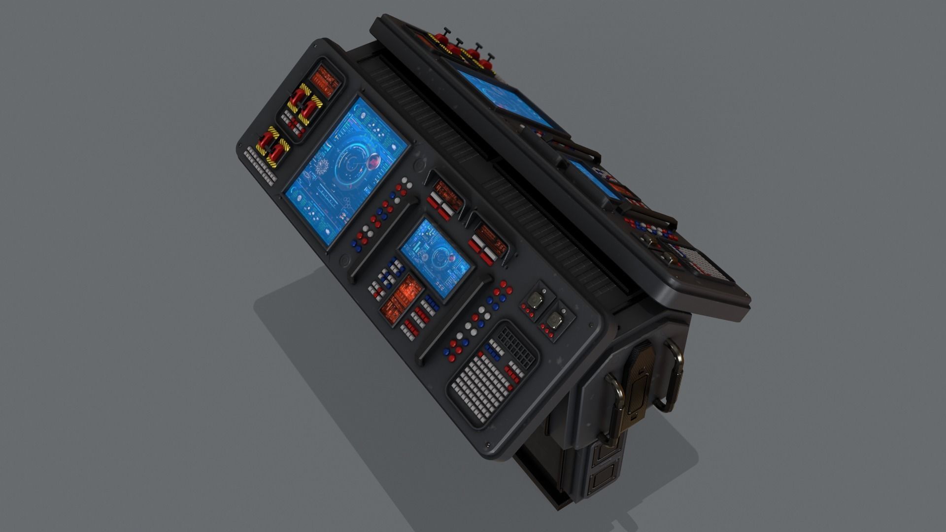 Sci-Fi Computer Control Terminal Low-poly 3D model_7
