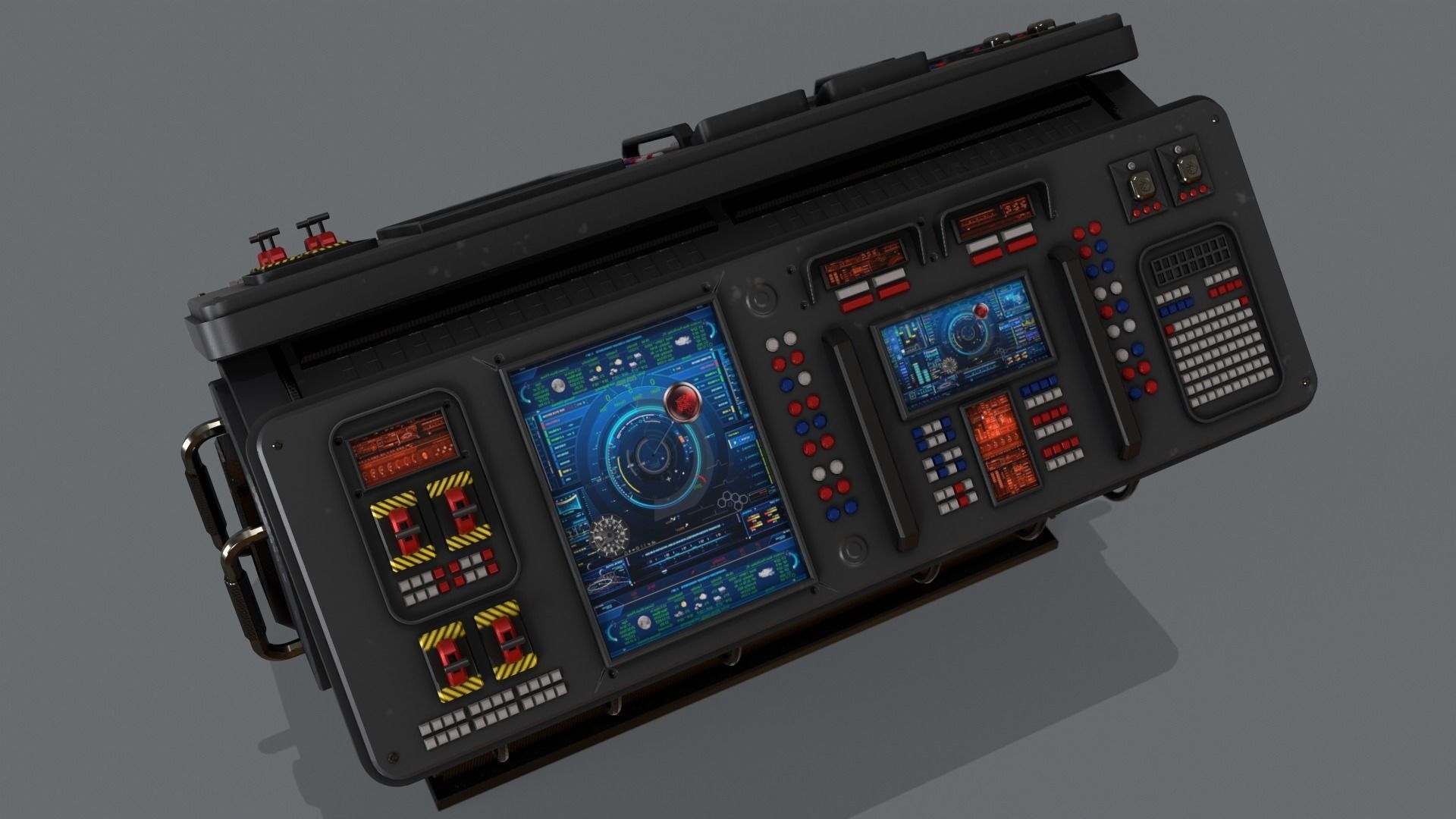 Sci-Fi Computer Control Terminal Low-poly 3D model_16