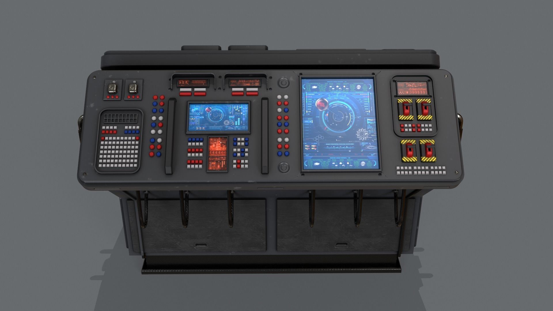 Sci-Fi Computer Control Terminal Low-poly 3D model_5