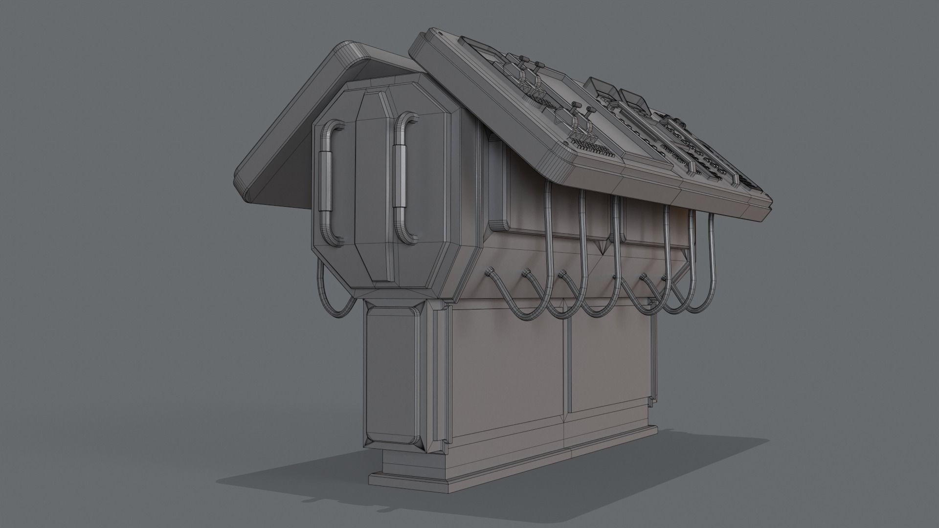 Sci-Fi Computer Control Terminal Low-poly 3D model_21
