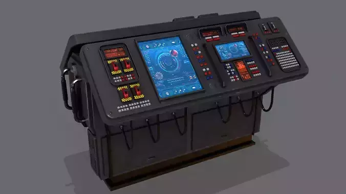 Sci-Fi Computer Control Terminal Low-poly 3D model