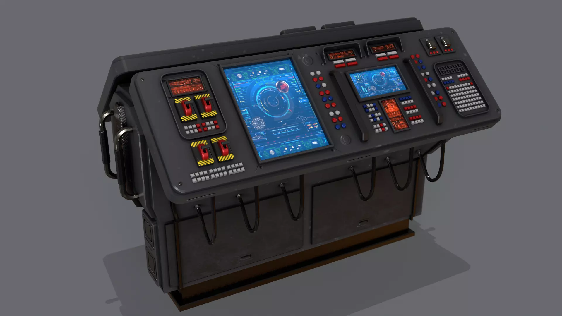 Sci-Fi Computer Control Terminal Low-poly 3D model_0
