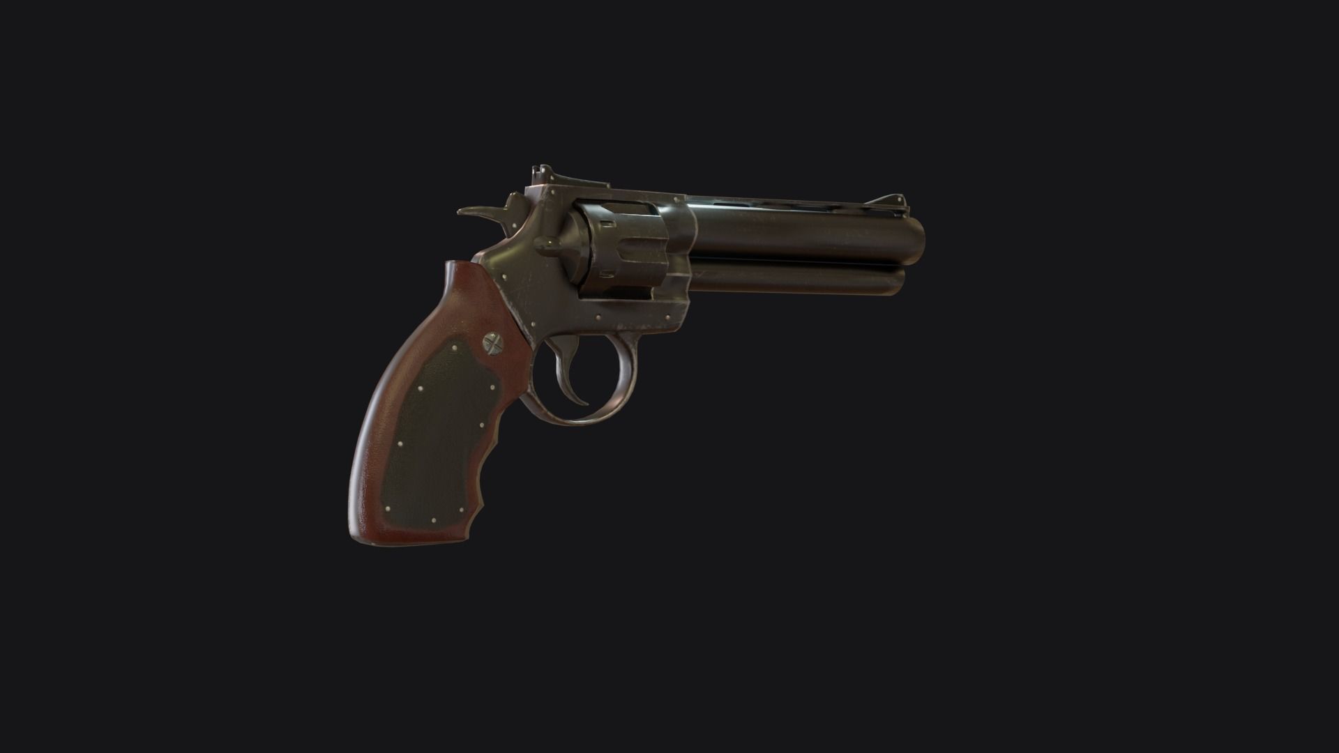 Stylized Grandfather Revolver Low-poly 3D model_2