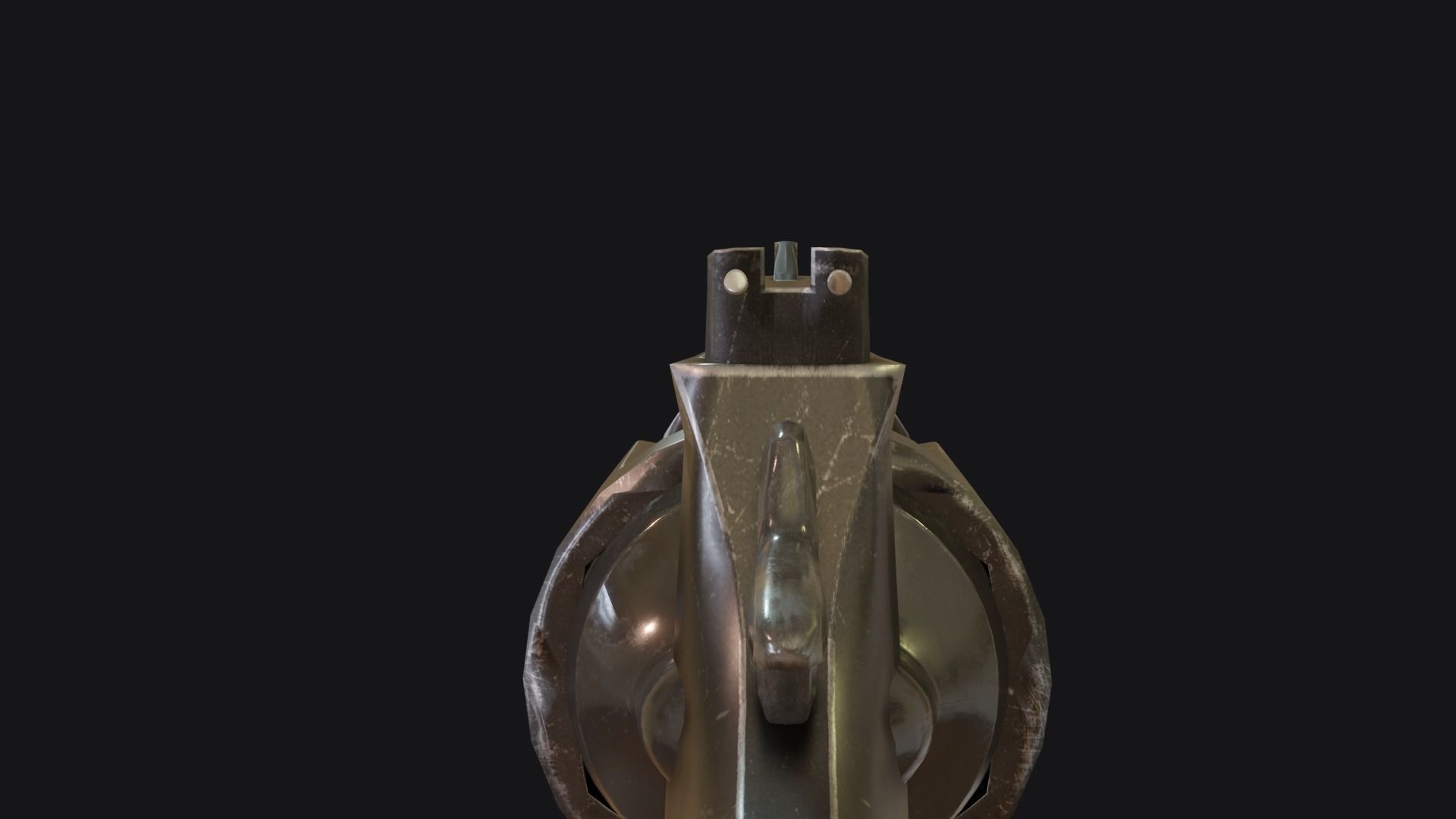 Stylized Grandfather Revolver Low-poly 3D model_6