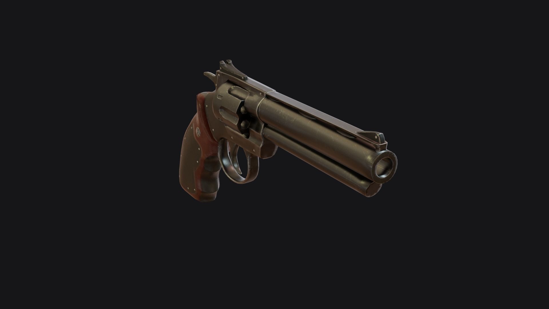 Stylized Grandfather Revolver Low-poly 3D model_3