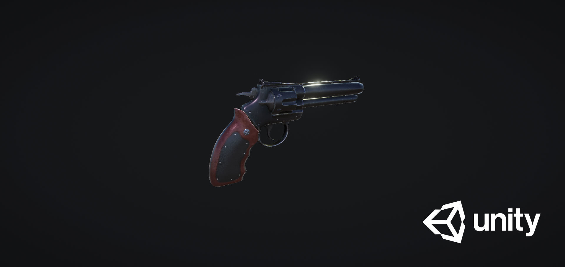 Stylized Grandfather Revolver Low-poly 3D model_7
