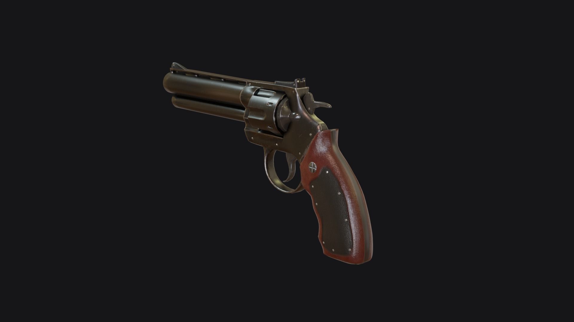 Stylized Grandfather Revolver Low-poly 3D model_1