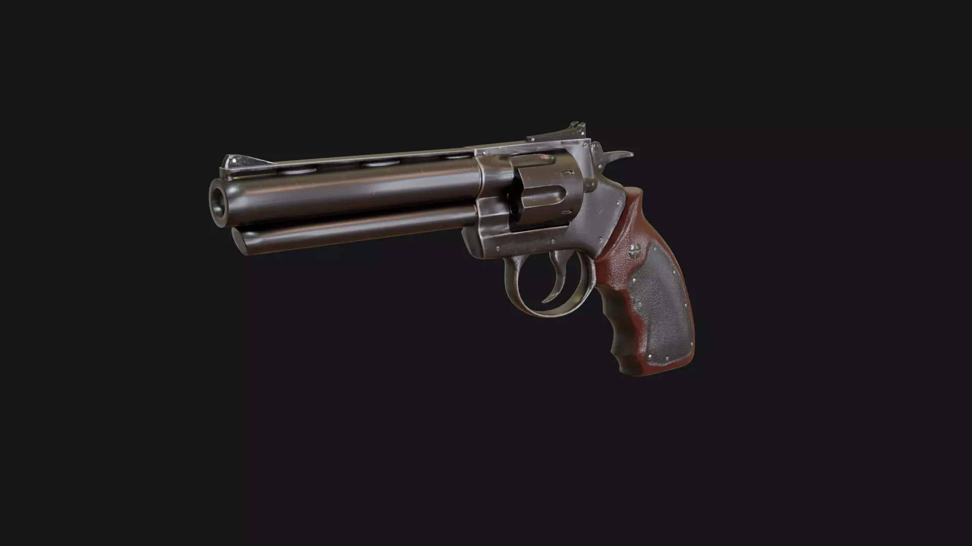 Stylized Grandfather Revolver Low-poly 3D model_0