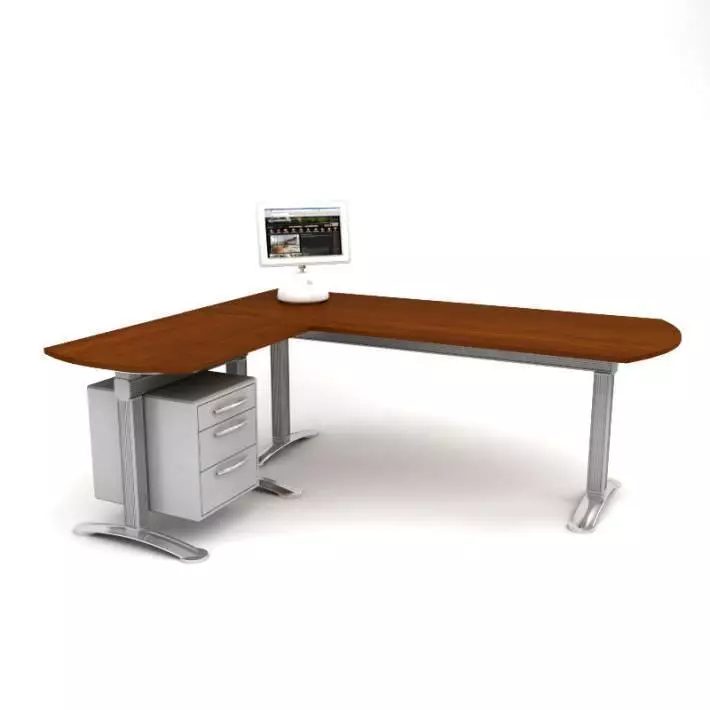 Sectional Office Desk 3D model_0