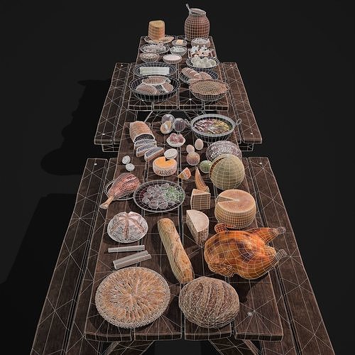 Medieval Double Picnic Feast Collection  3D Model Pack 7