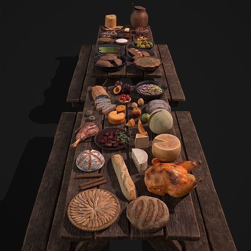 Medieval Double Picnic Feast Collection  3D Model Pack 6
