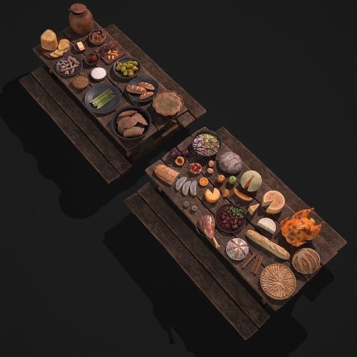 Medieval Double Picnic Feast Collection  3D Model Pack 3