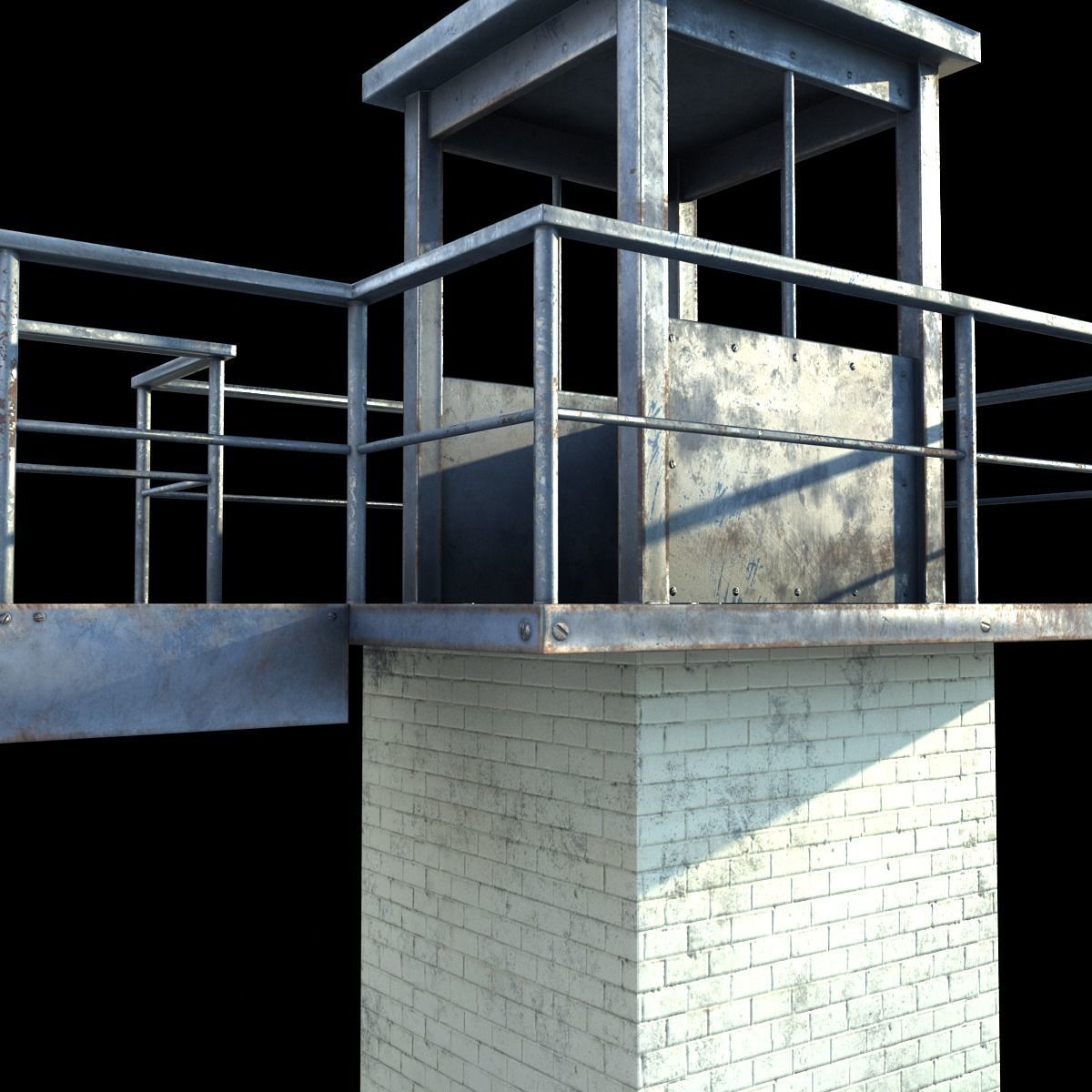 Prison Tower Low-poly 3D model_6