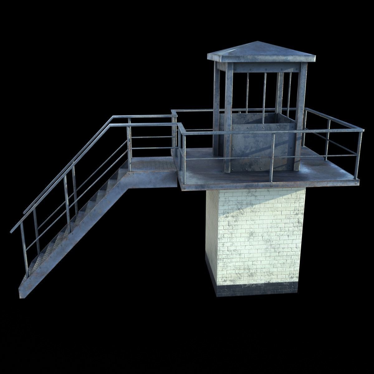 Prison Tower Low-poly 3D model_1