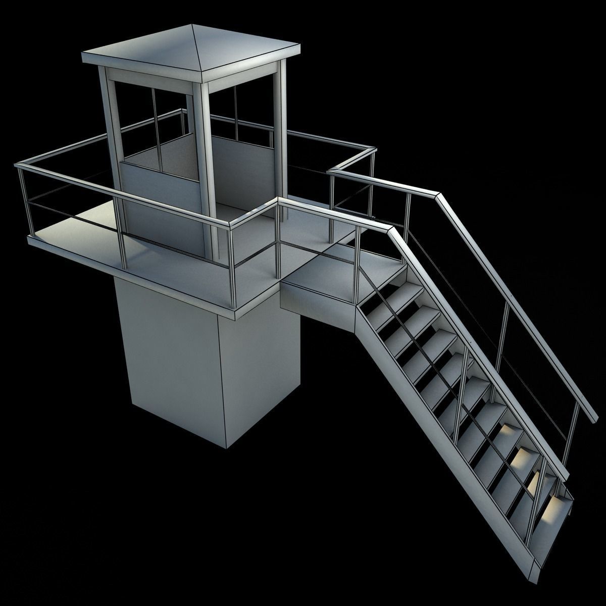 Prison Tower Low-poly 3D model_19