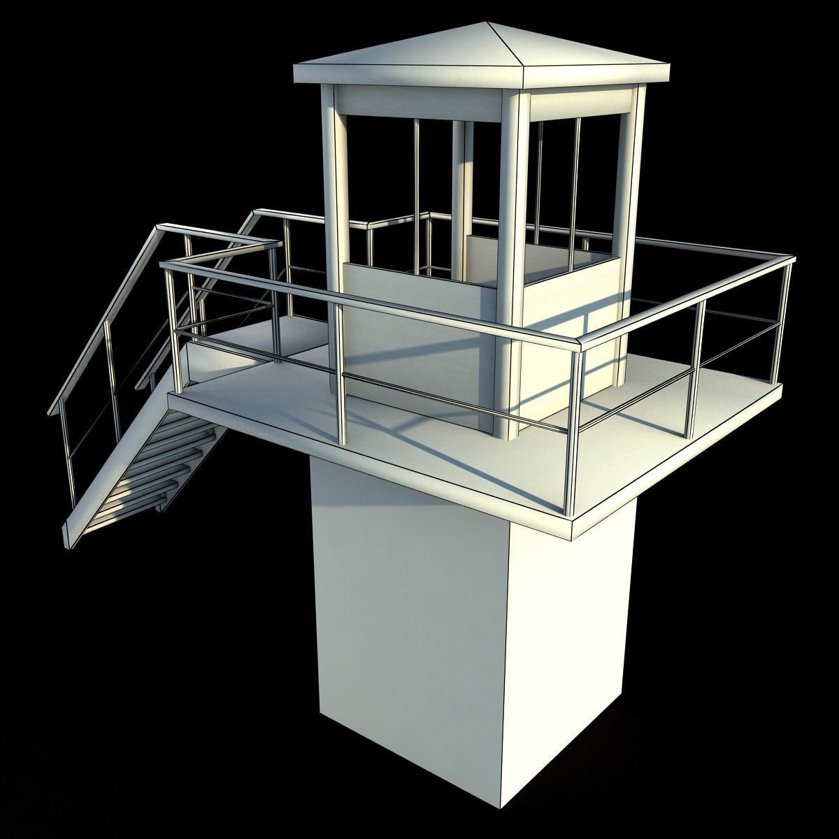 Prison Tower Low-poly 3D model_17
