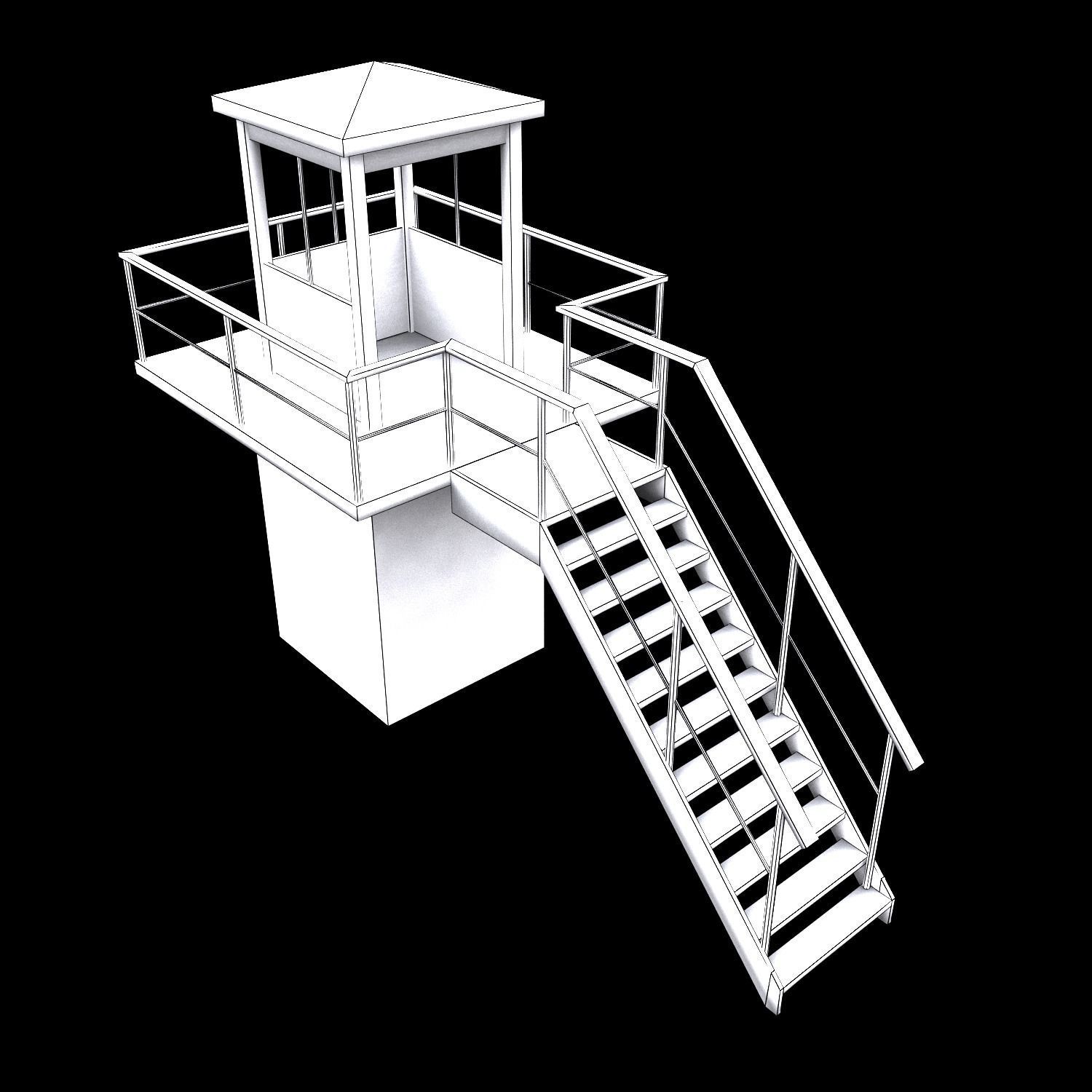 Prison Tower Low-poly 3D model_15