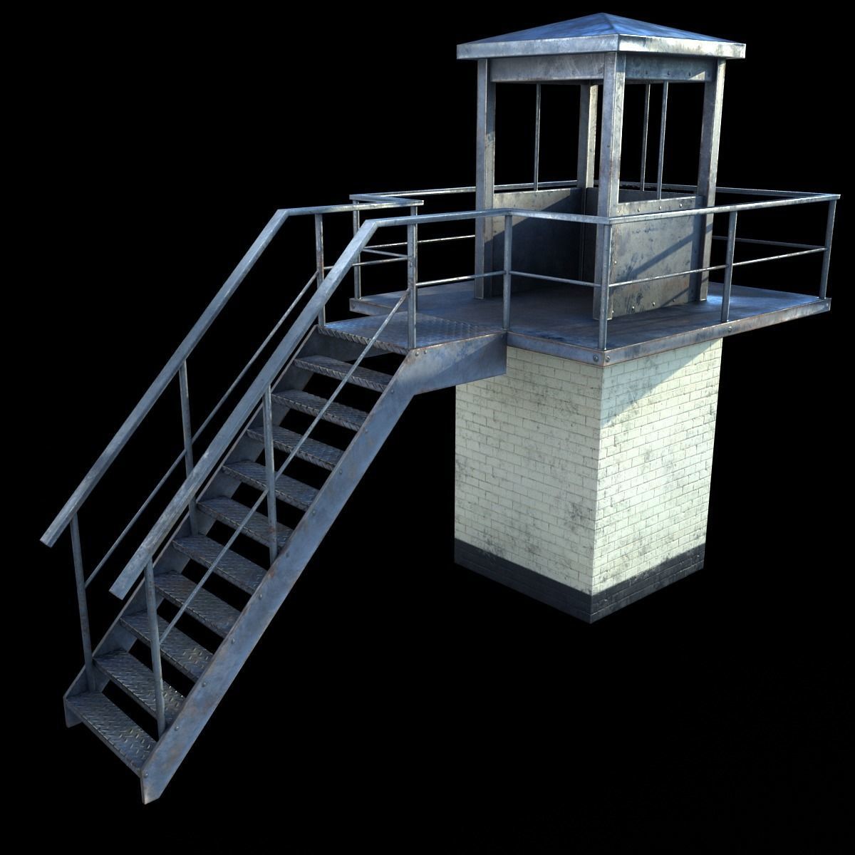 Prison Tower Low-poly 3D model_9