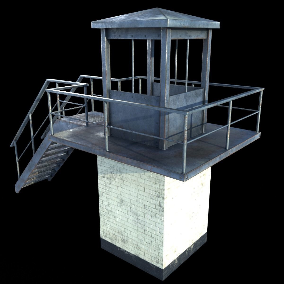 Prison Tower Low-poly 3D model_7