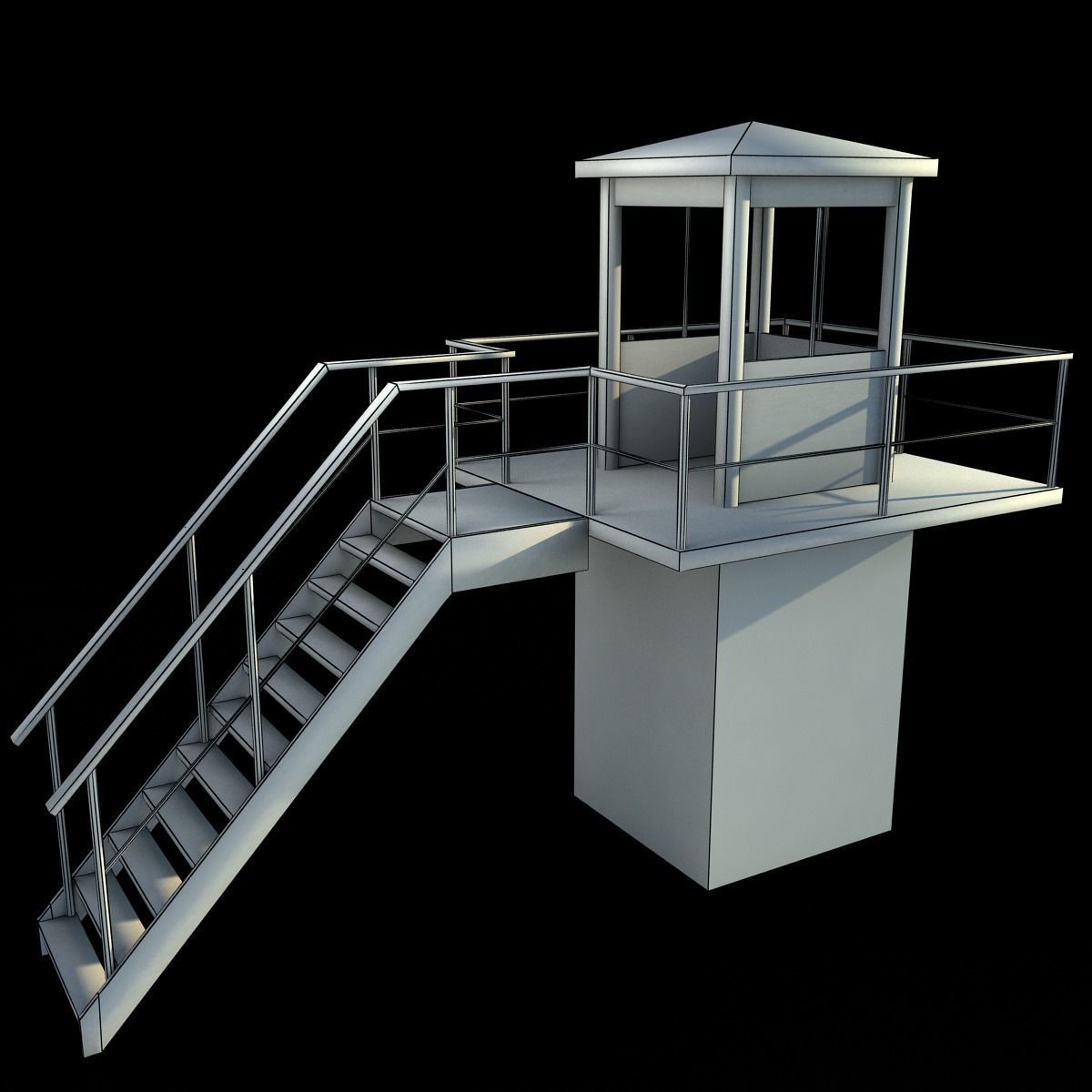 Prison Tower Low-poly 3D model_12
