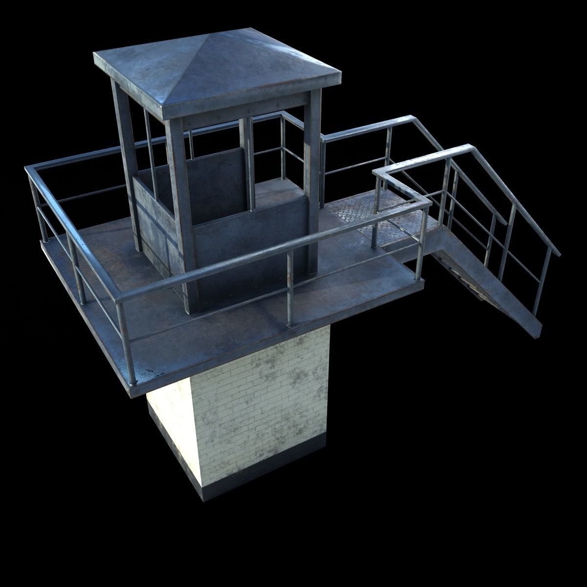 Prison Tower Low-poly 3D model_4