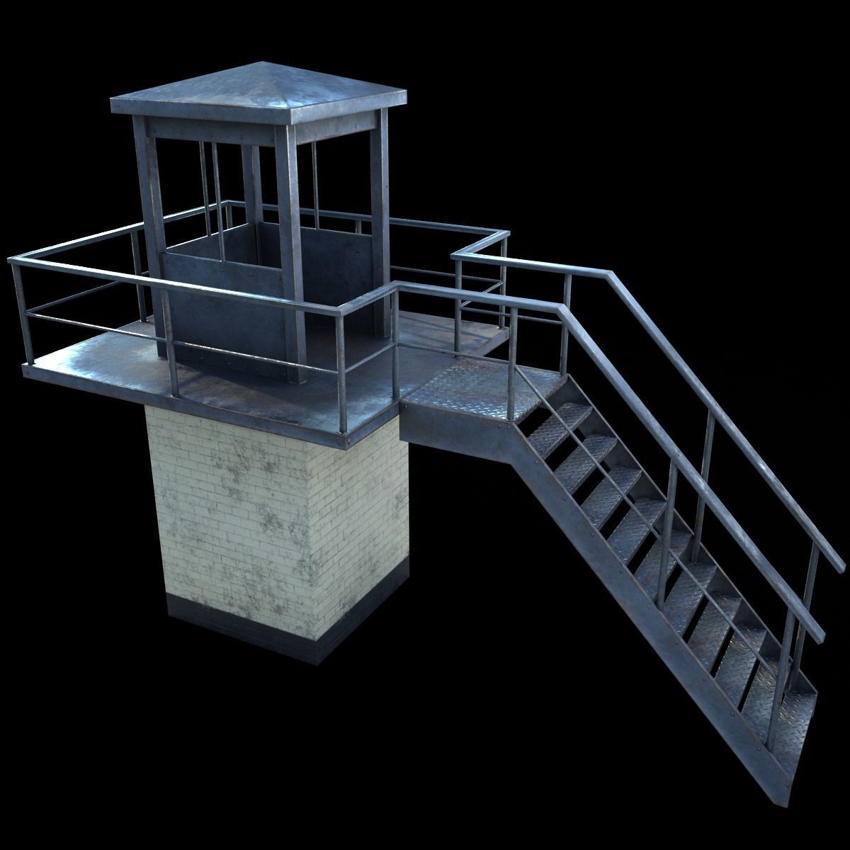 Prison Tower Low-poly 3D model_3