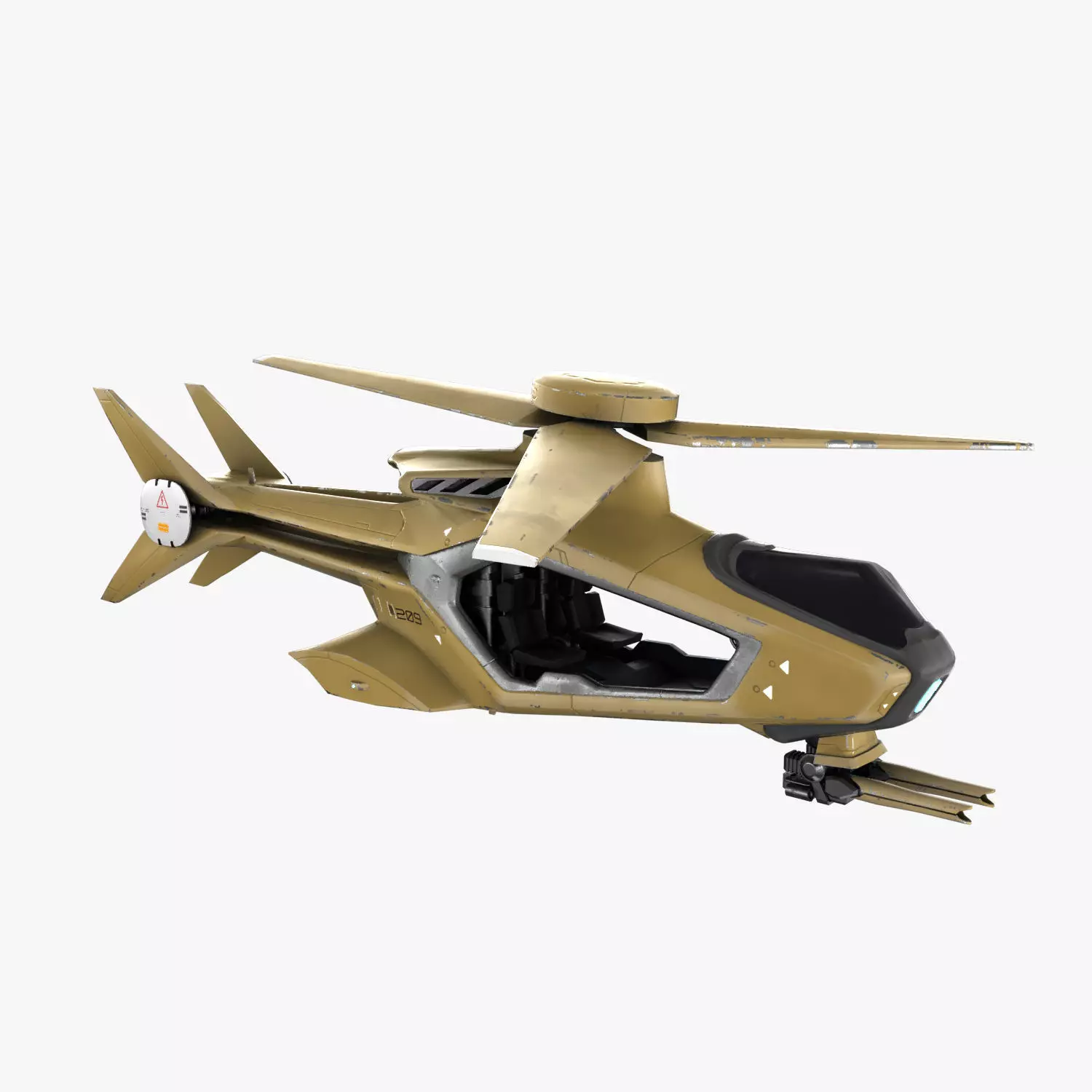 Futuristic Copter Low-poly 3D model