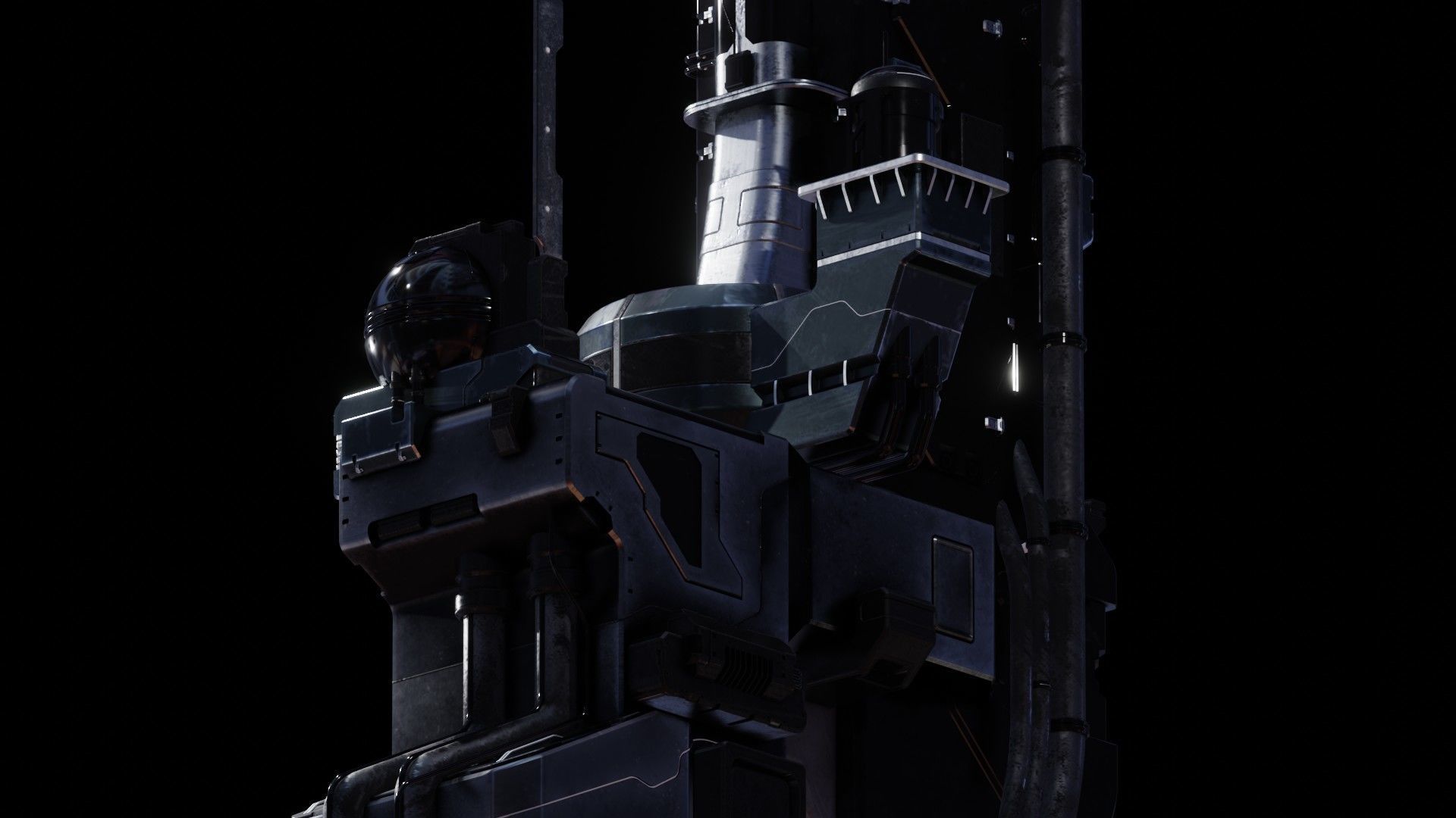 Sci-Fi Energy Tower 3D model_4