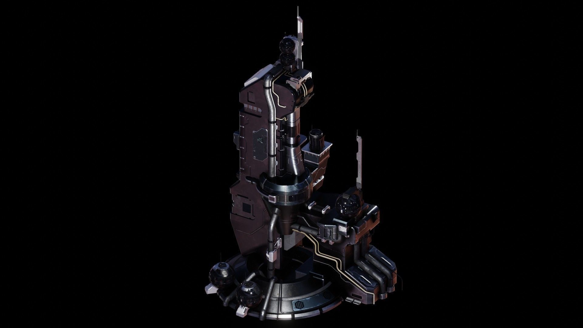 Sci-Fi Energy Tower 3D model_3