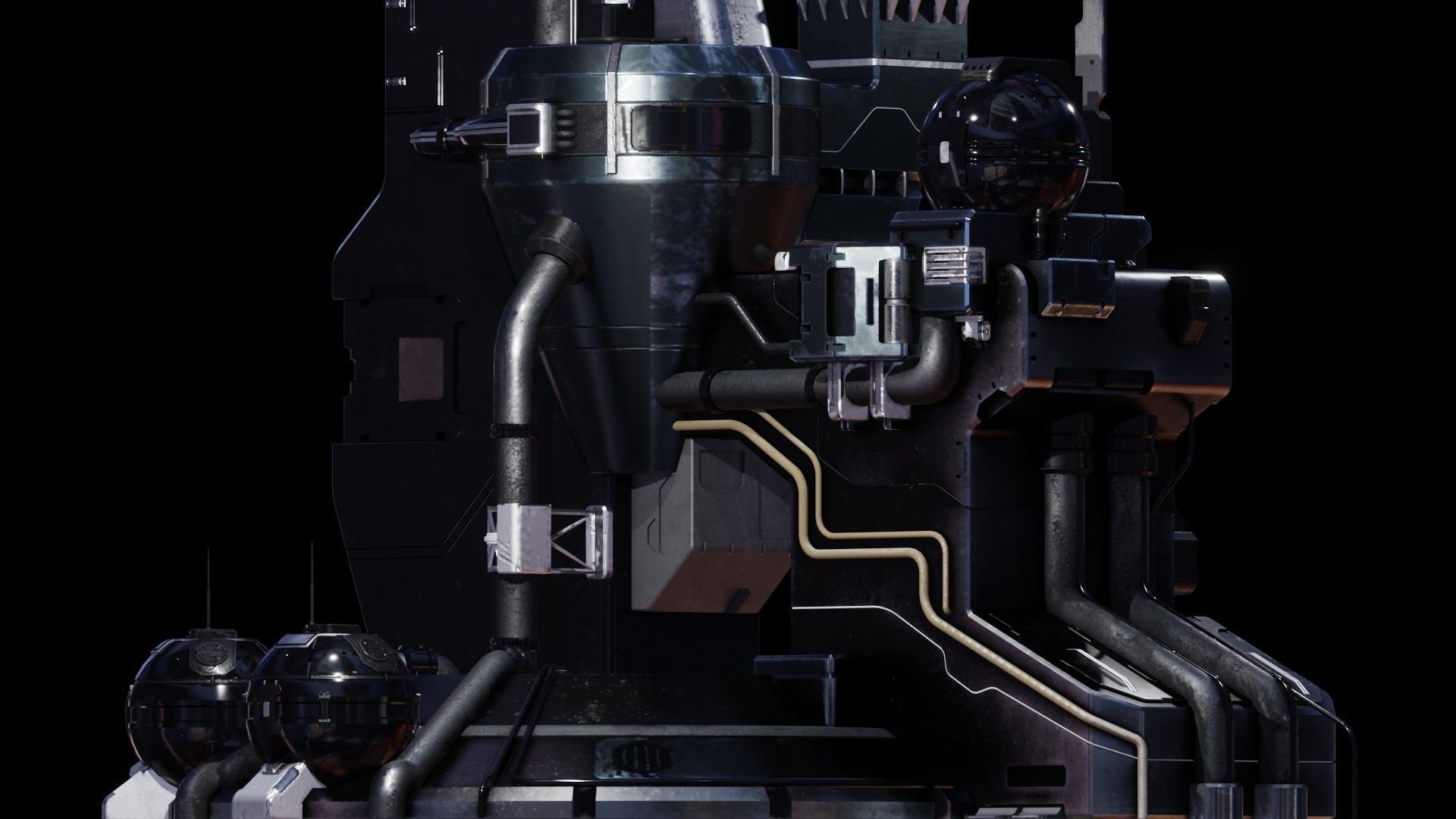 Sci-Fi Energy Tower 3D model_1