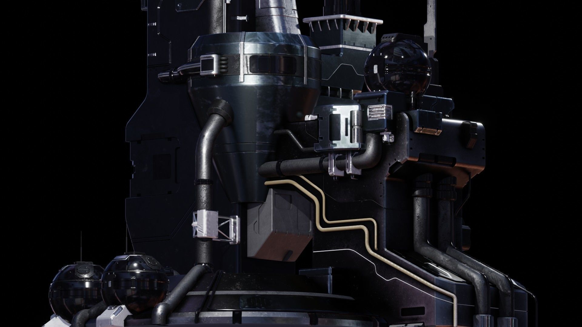 Sci-Fi Energy Tower 3D model_8