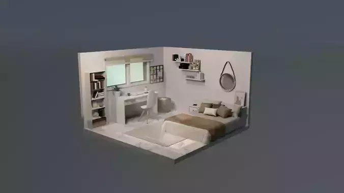 Isometric 3D Bedroom 3D model