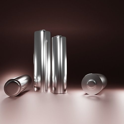 Battery three metal cylinders 3D model