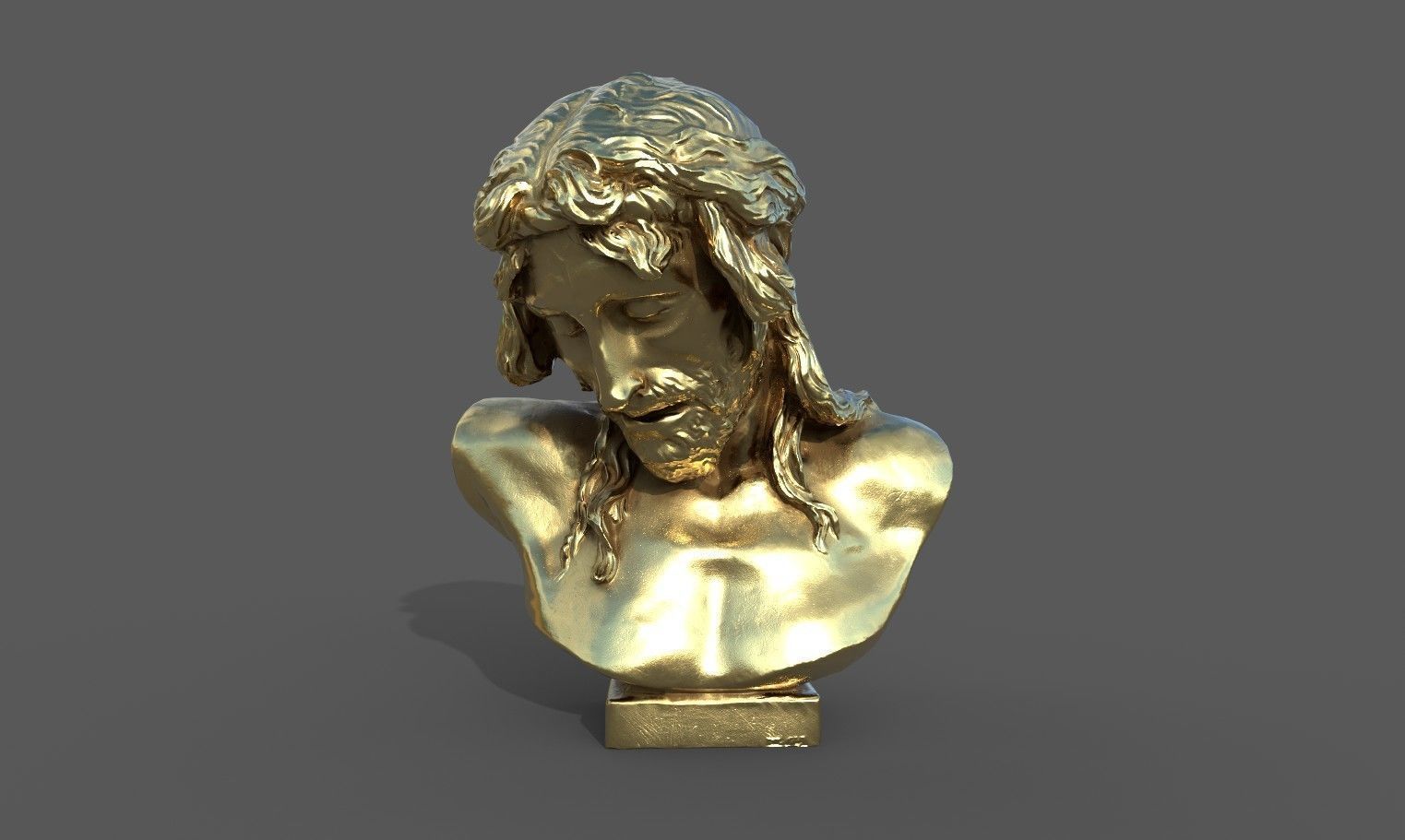 Bust of Christ on the Crucifix Low-poly 3D model_13