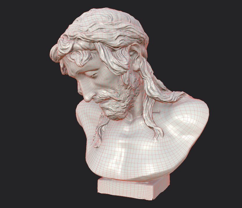 Bust of Christ on the Crucifix Low-poly 3D model_17