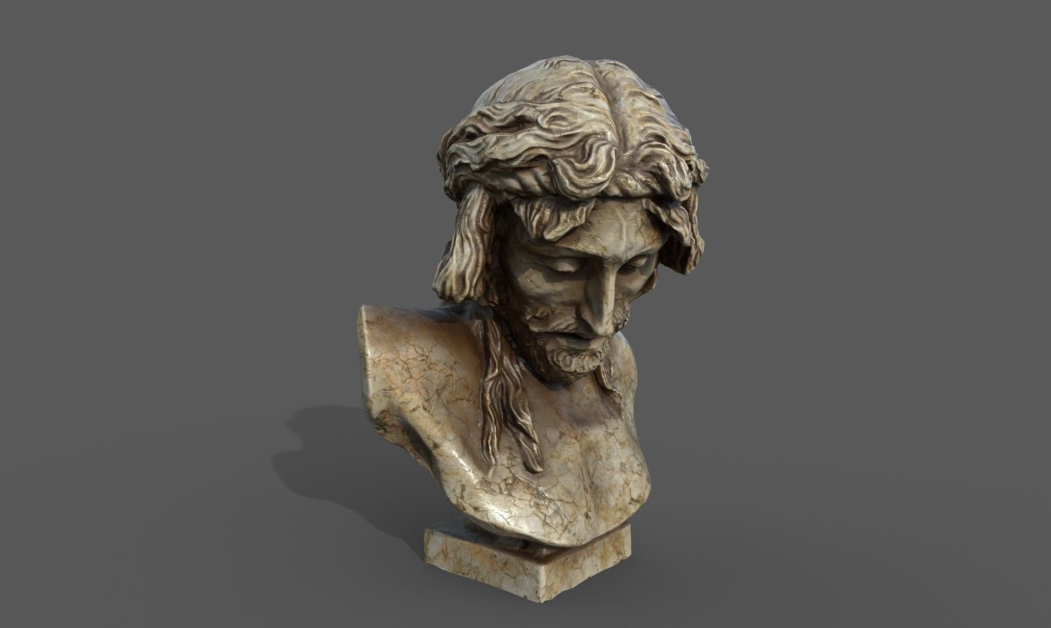 Bust of Christ on the Crucifix Low-poly 3D model_8
