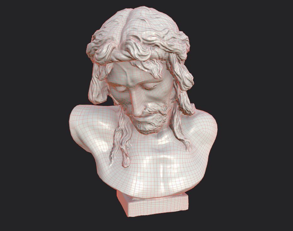 Bust of Christ on the Crucifix Low-poly 3D model_16