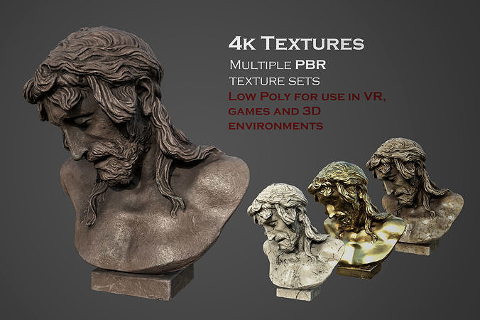 Bust of Christ on the Crucifix Low-poly 3D model