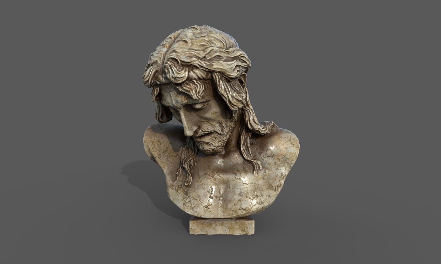 Bust of Christ on the Crucifix Low-poly 3D model_7