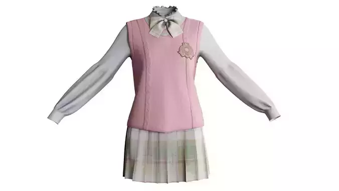 Student uniform japanese style Pink v29