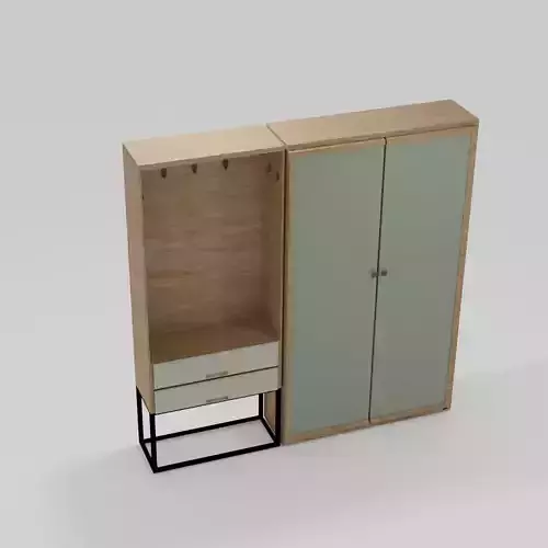 Wardrobe with two doors and drawers
